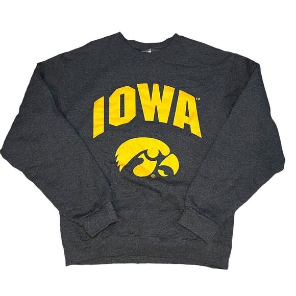 Iowa Hawkeyes Sweatshirt Size Medium Gray Big Logo NCAA Football Long Sleeve - Picture 1 of 5